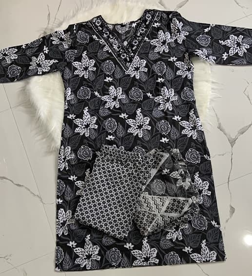 Midnight Bloom 3 Piece Kurti set, view 2