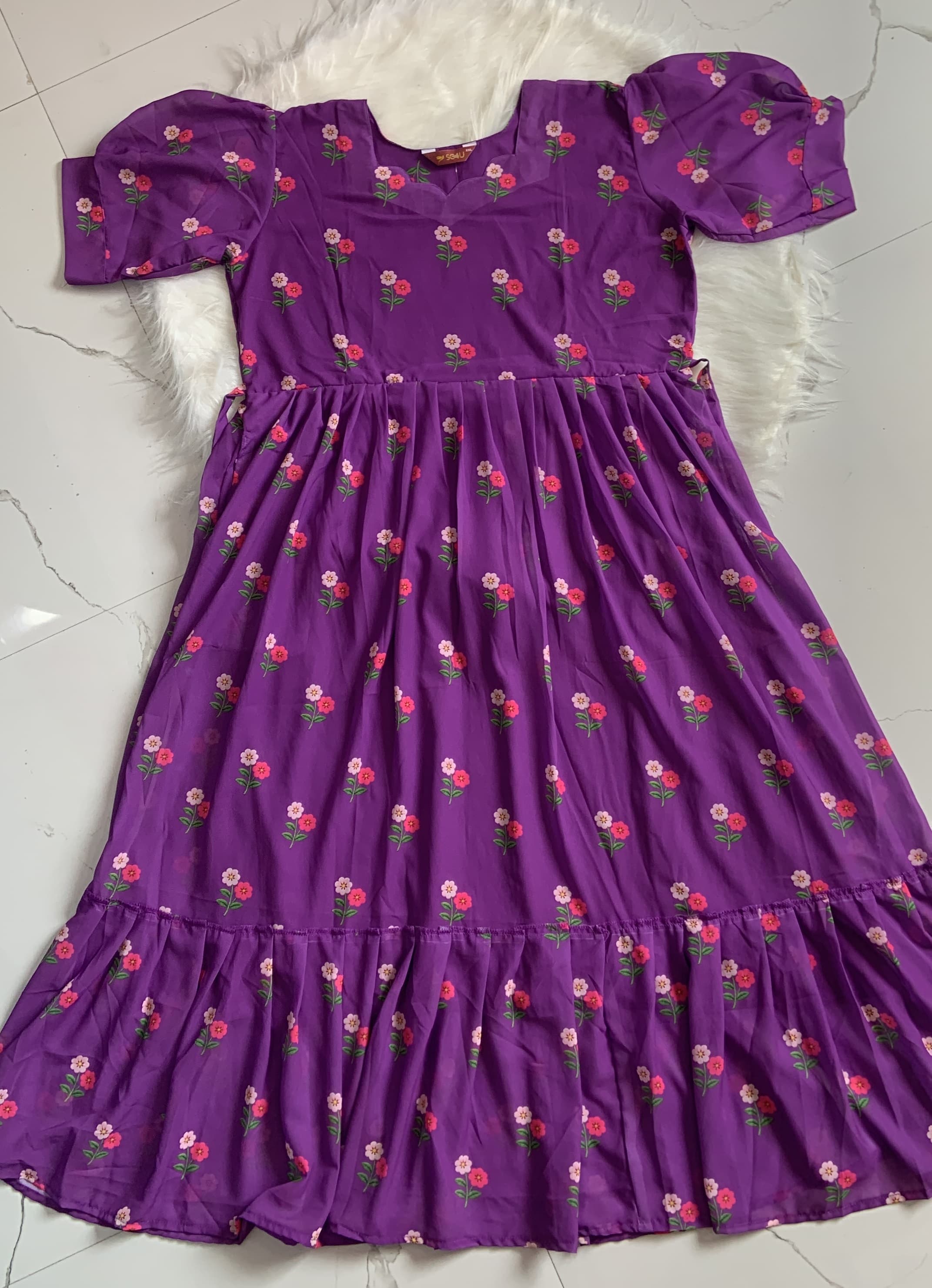 Violet Bloom Puff Sleeve Maxi