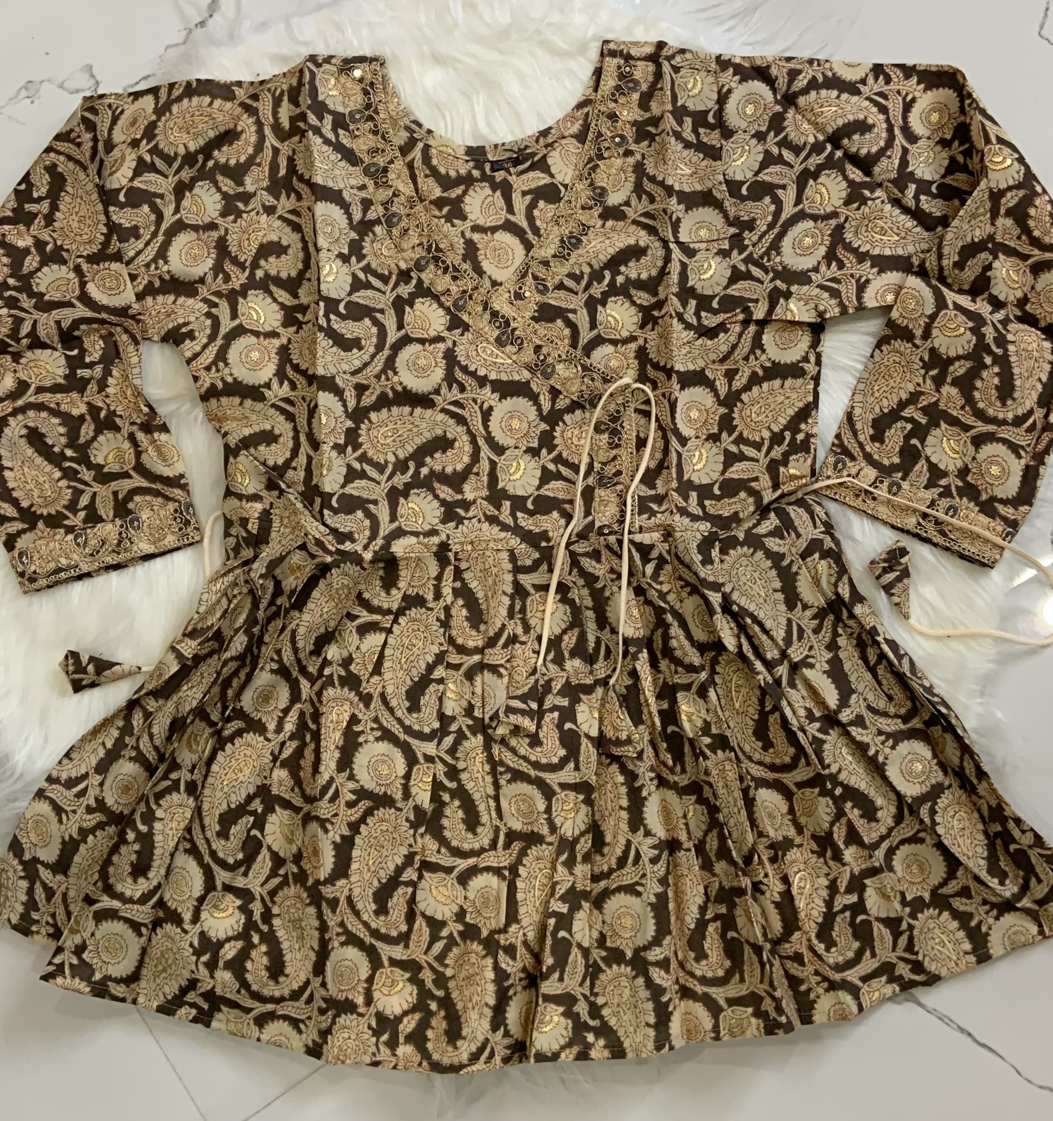 Coffee Brown Peplum Top, view 2