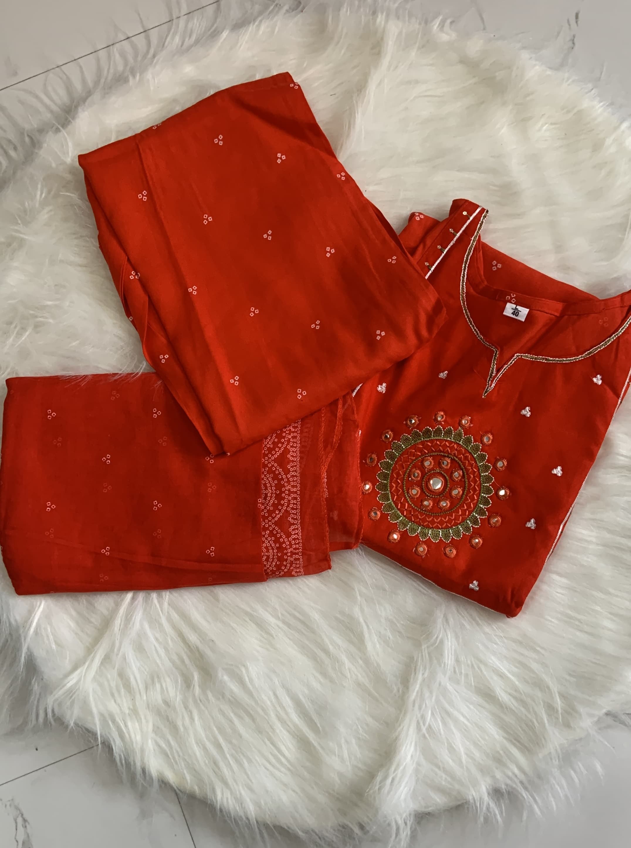 Sunset Glow Embroidery Kurti Set, view 2
