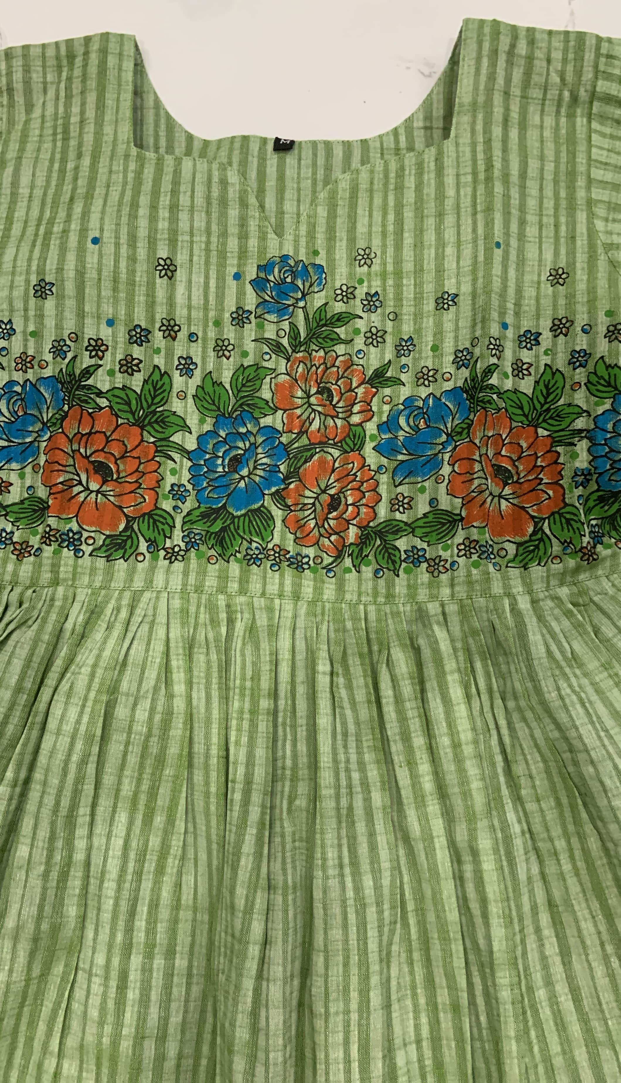 Green Mangalagiri Cotton Maxi, view 2