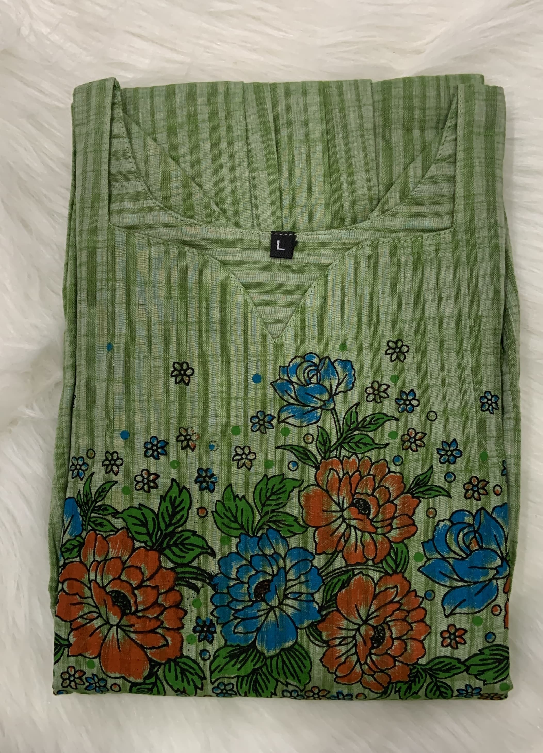 Green Mangalagiri Cotton Maxi, view 3