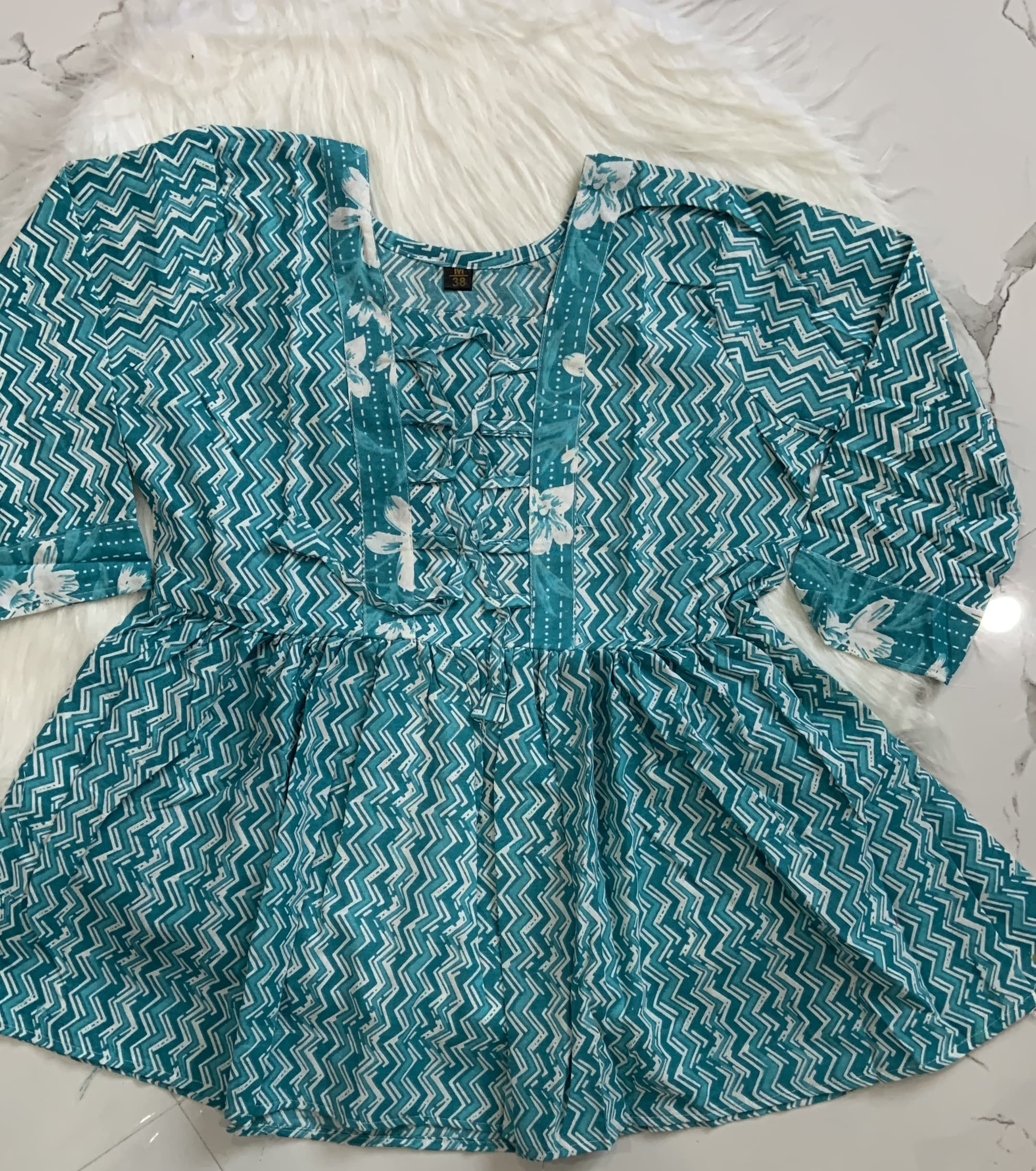 Teal Blue Peplum Top, view 2