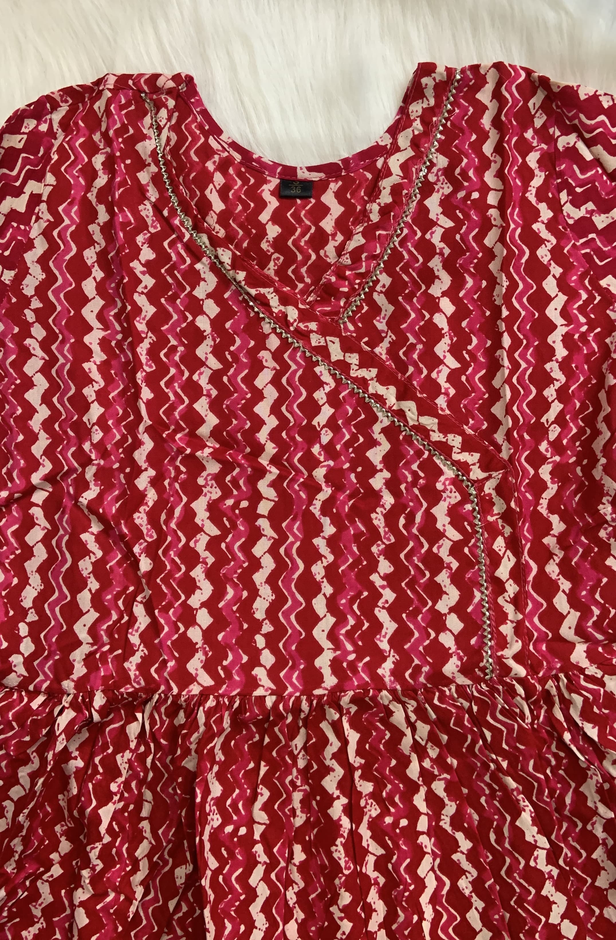 Red Peplum Top, view 2