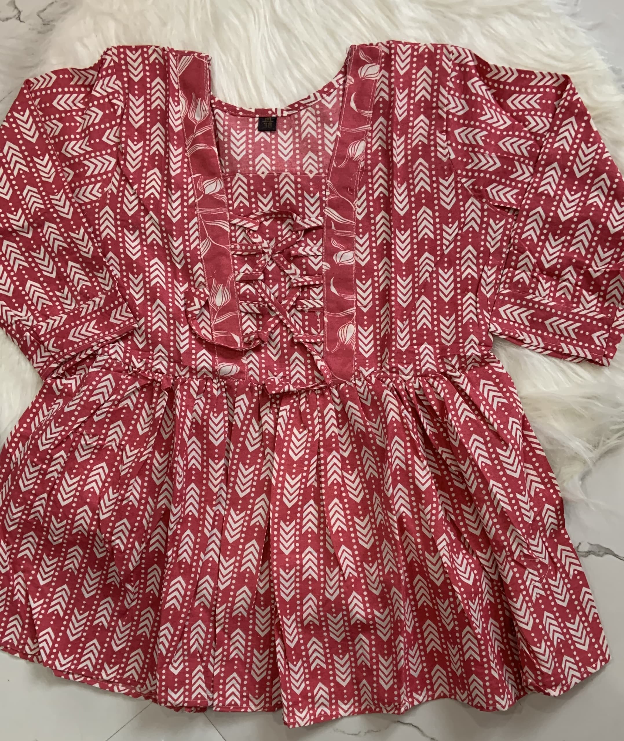 Rosewood Pink Lace-Up Peplum Top, view 2