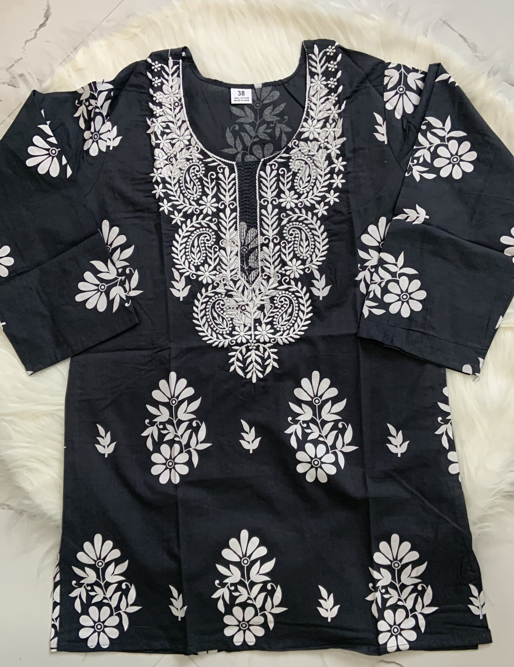 Black Embroidery Short Kurti, view 2
