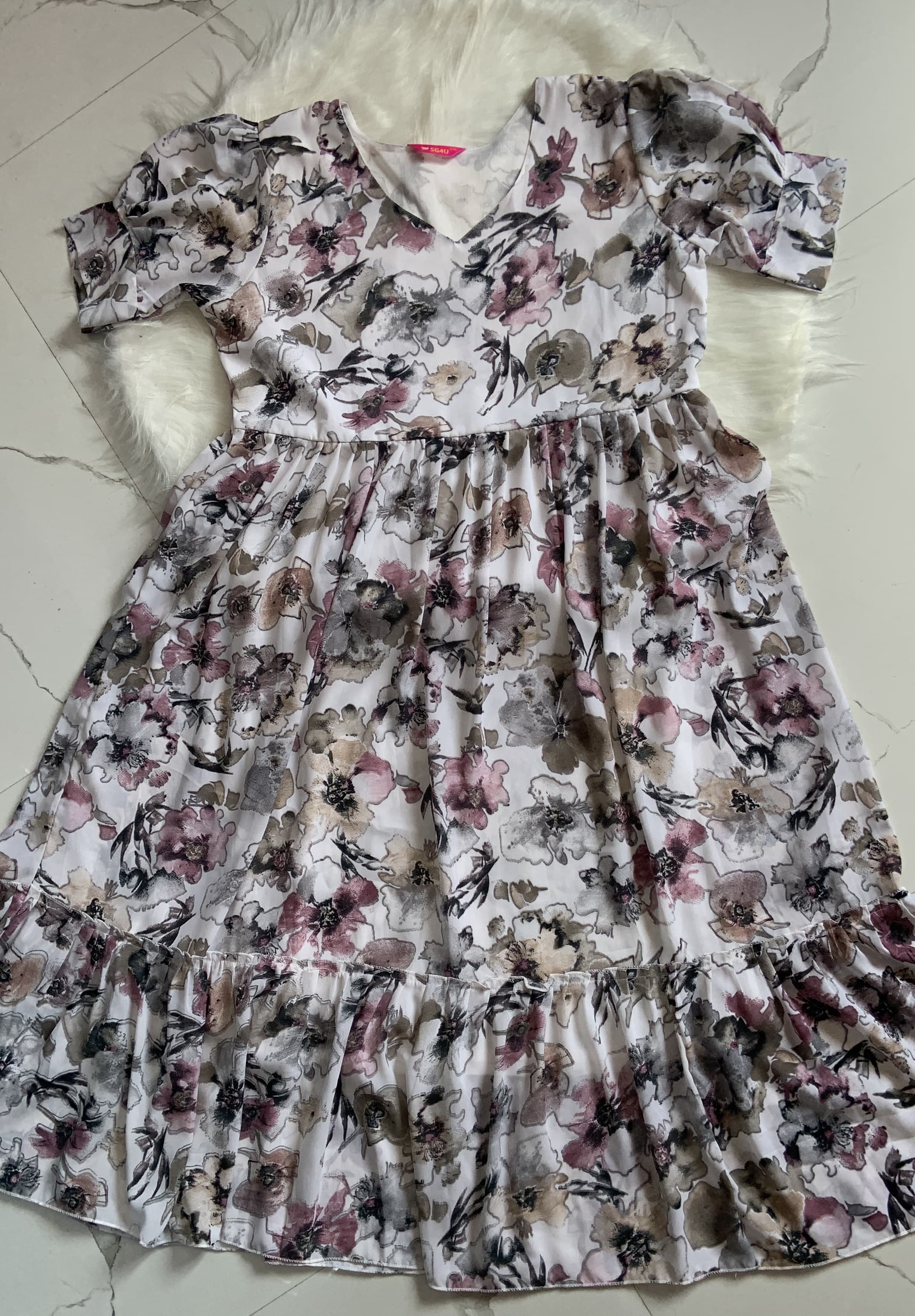 White Georgette Floral Maxi
