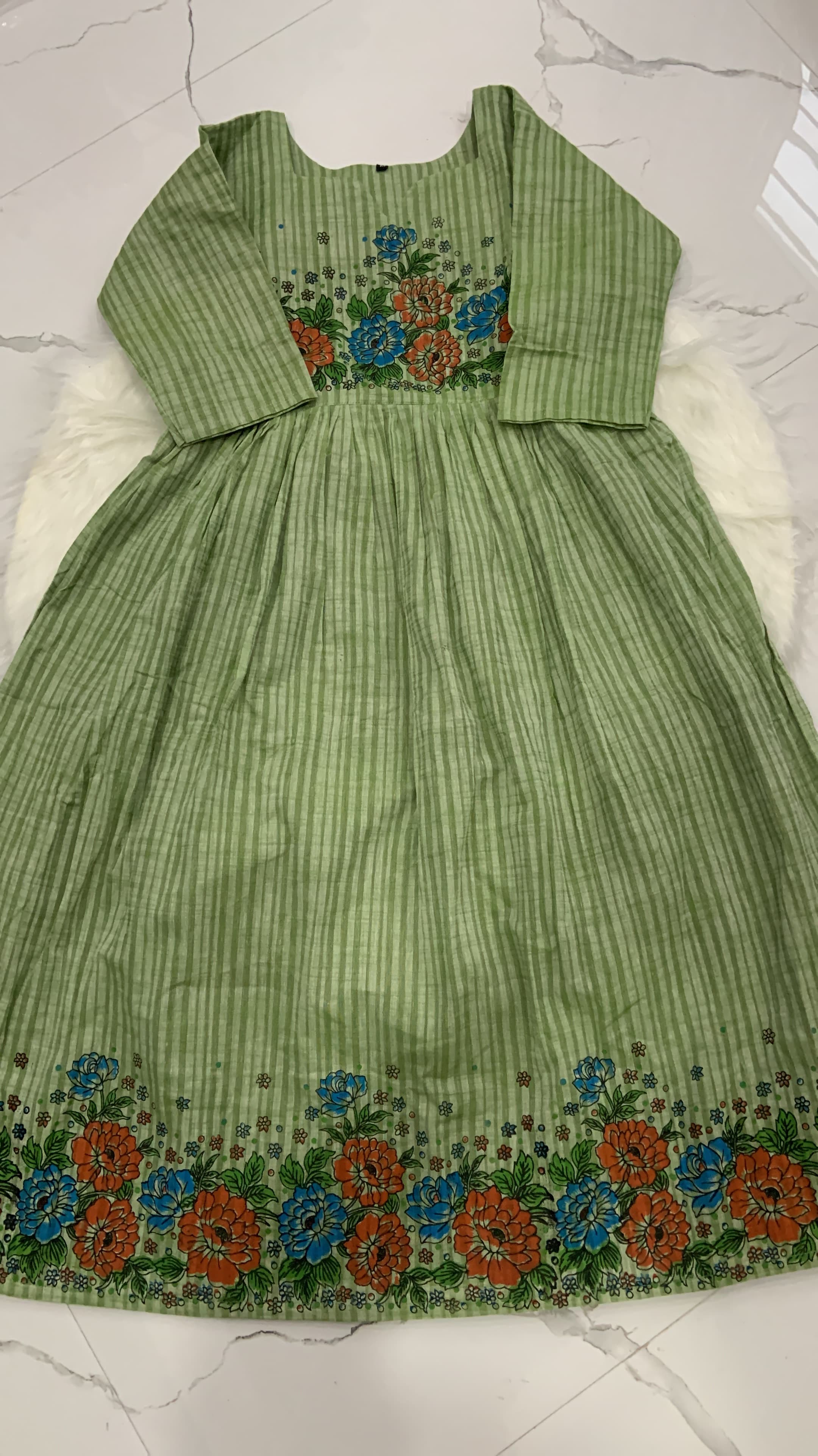 Green Mangalagiri Cotton Maxi