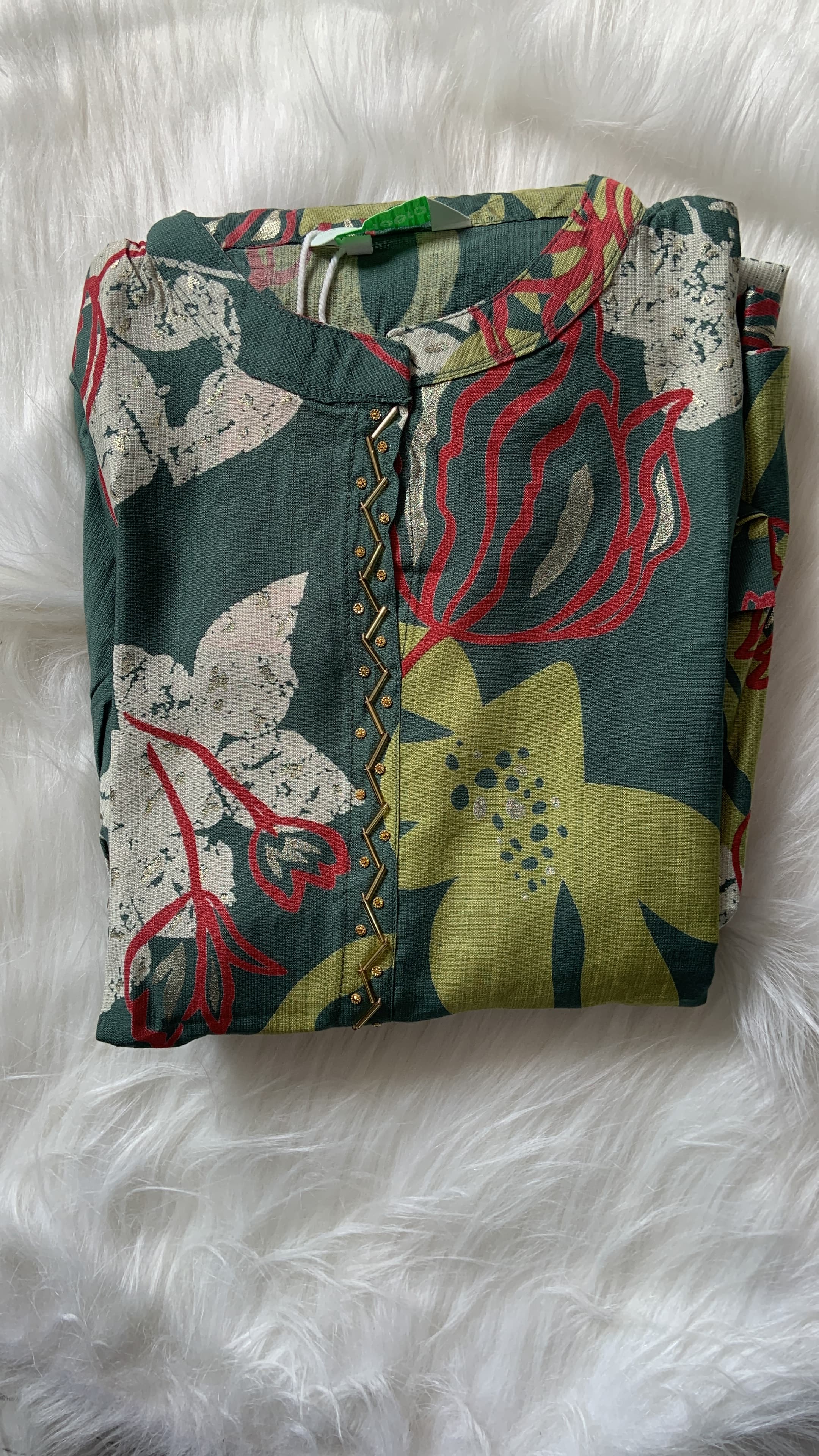 Teal Green Floral Maxi, view 3