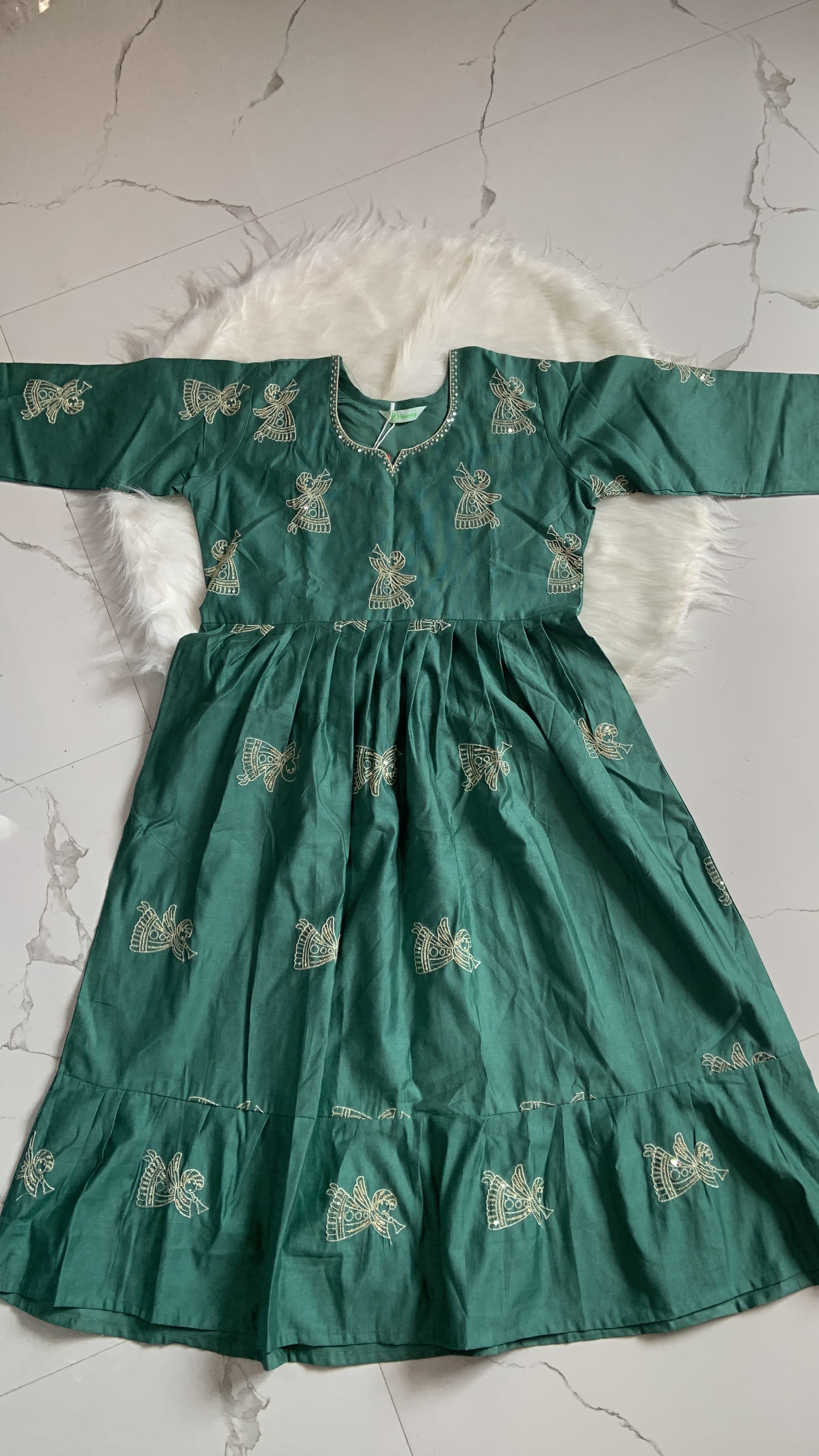 Emerald Green Embroidery Maxi