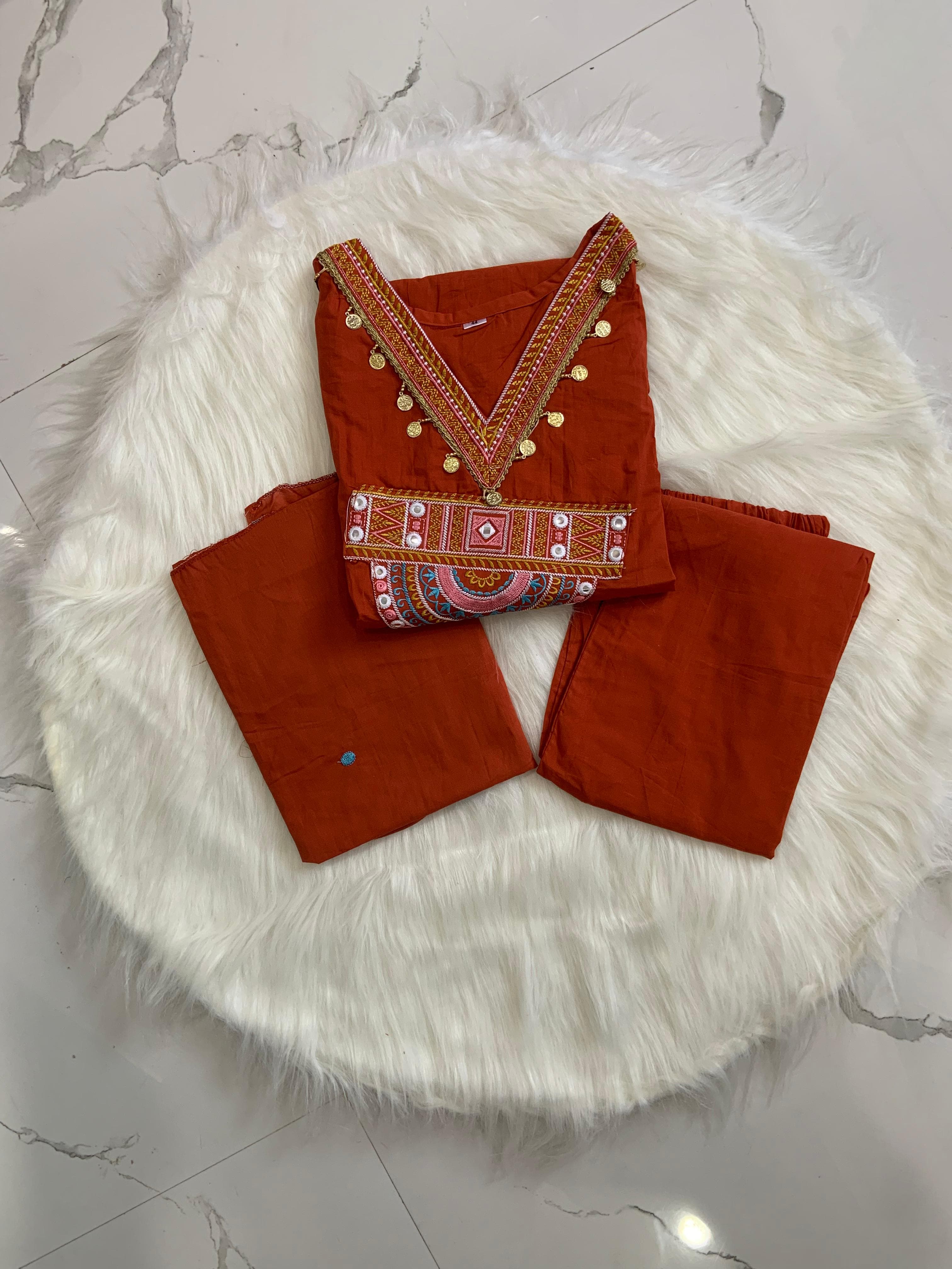 Rust Orange Kurti Set, view 2