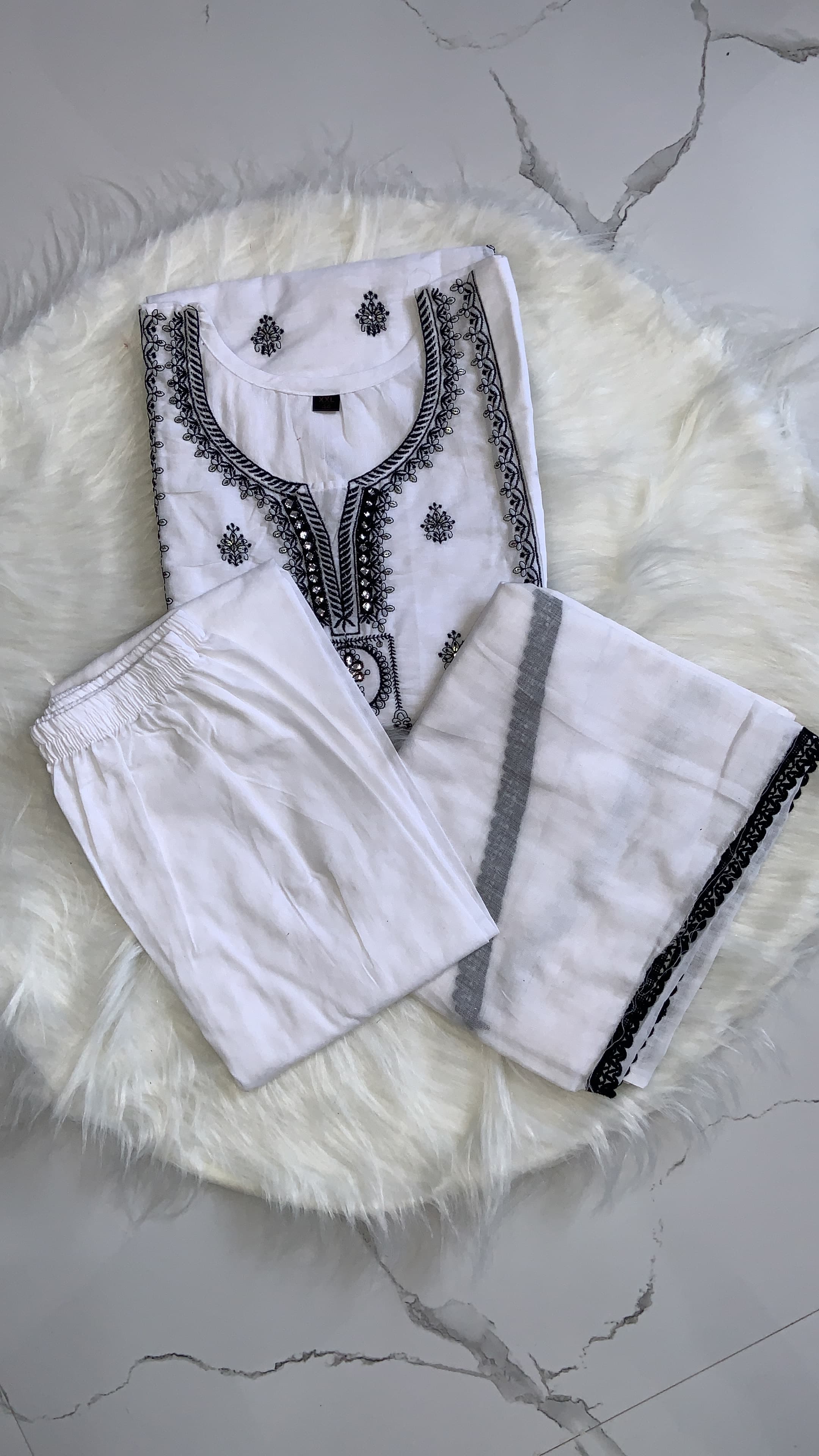 Classic White Embroidery Kurti