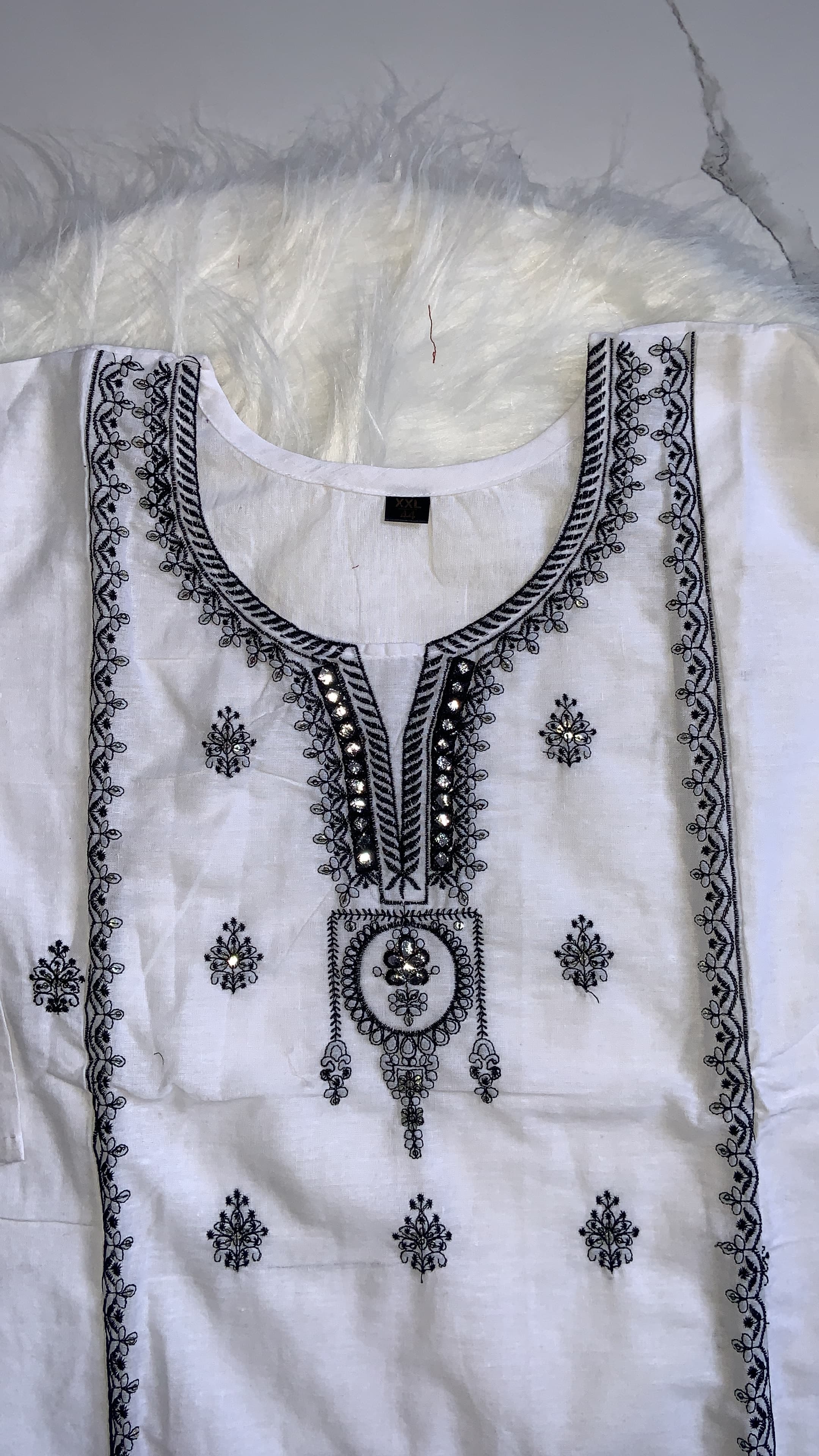 Classic White Embroidery Kurti, view 2