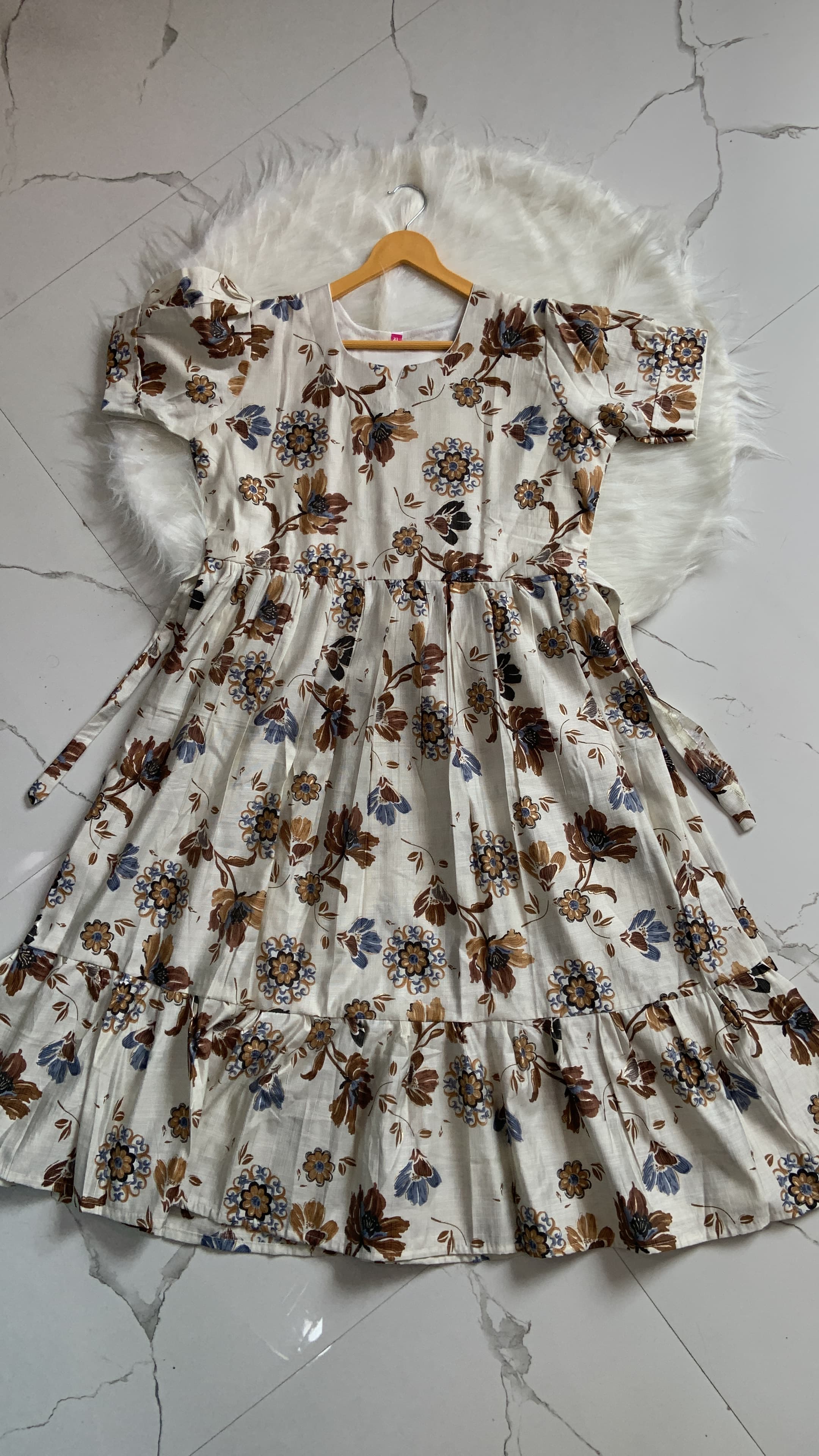 Floral Chanderi Silk Maxi White