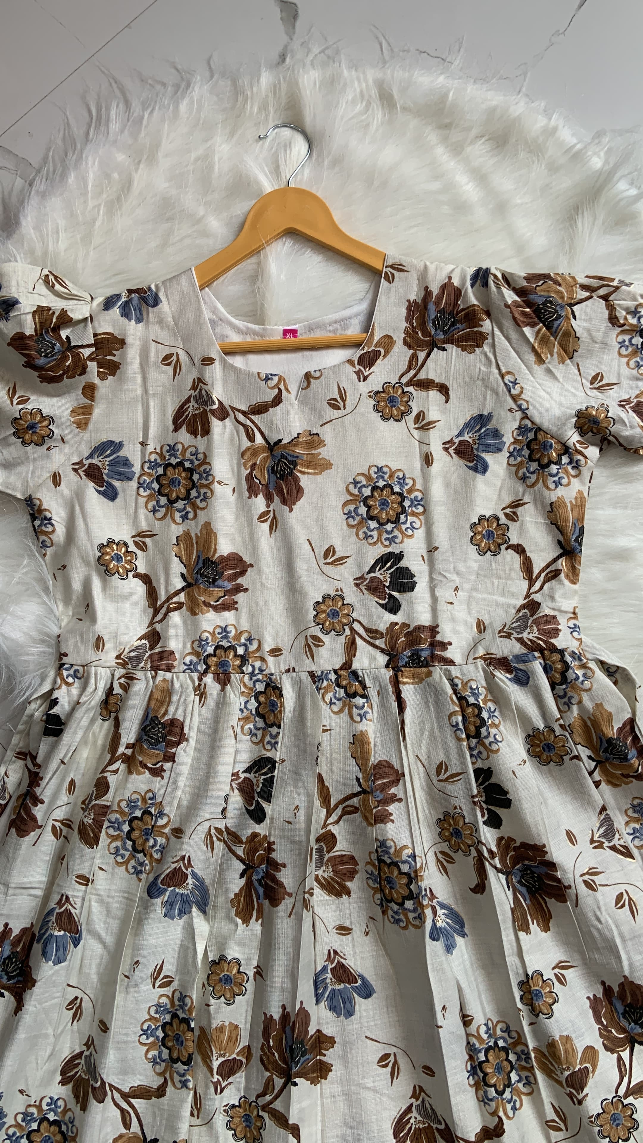 Floral Chanderi Silk Maxi White, view 2