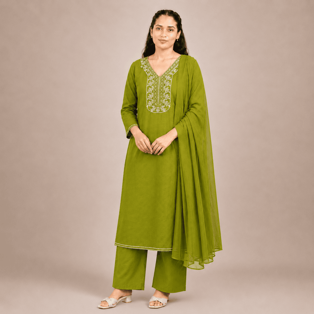 Olive Green Kurti Set