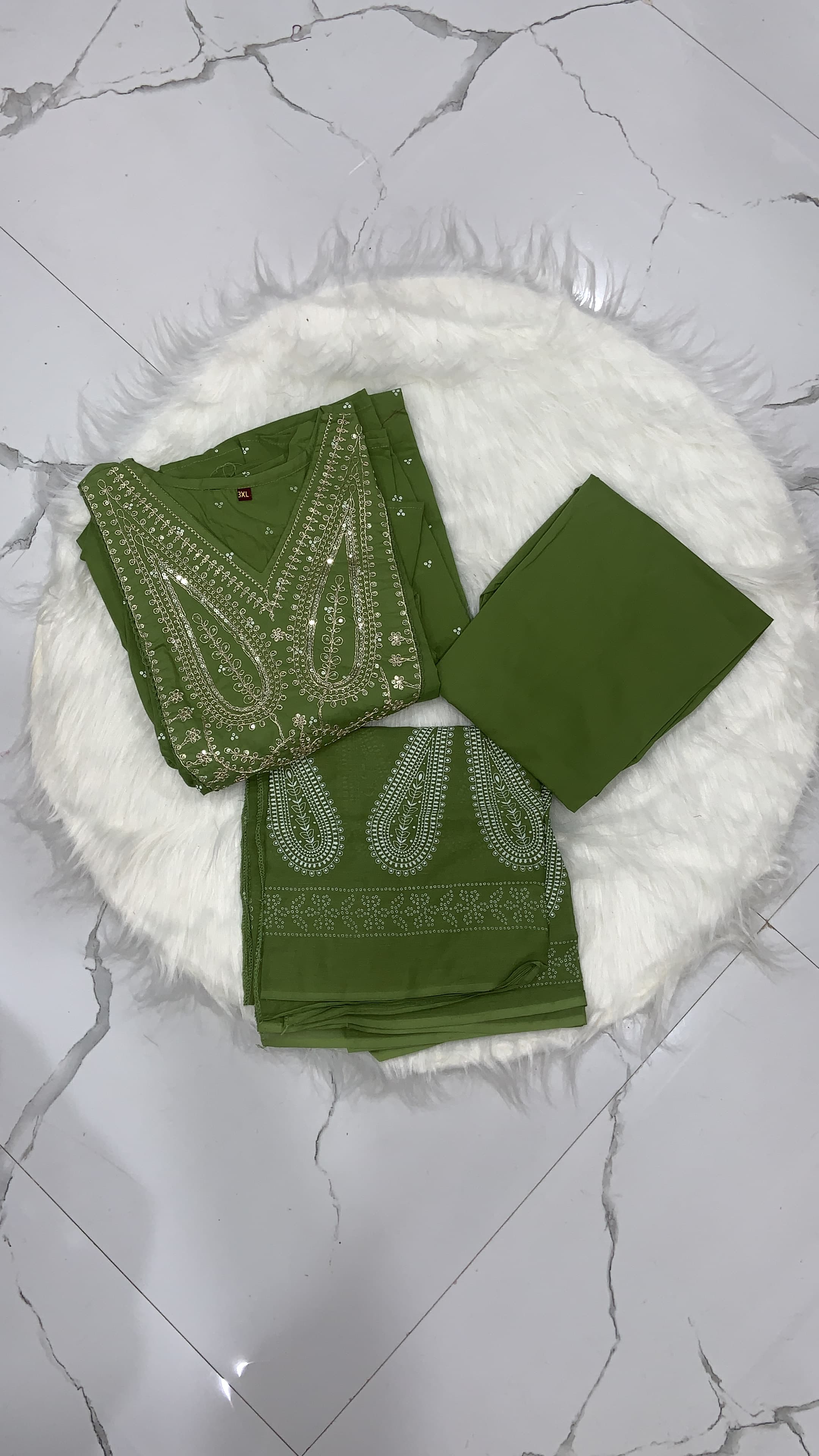Green Umbrella Style 3-Piece Kurti Set, view 2
