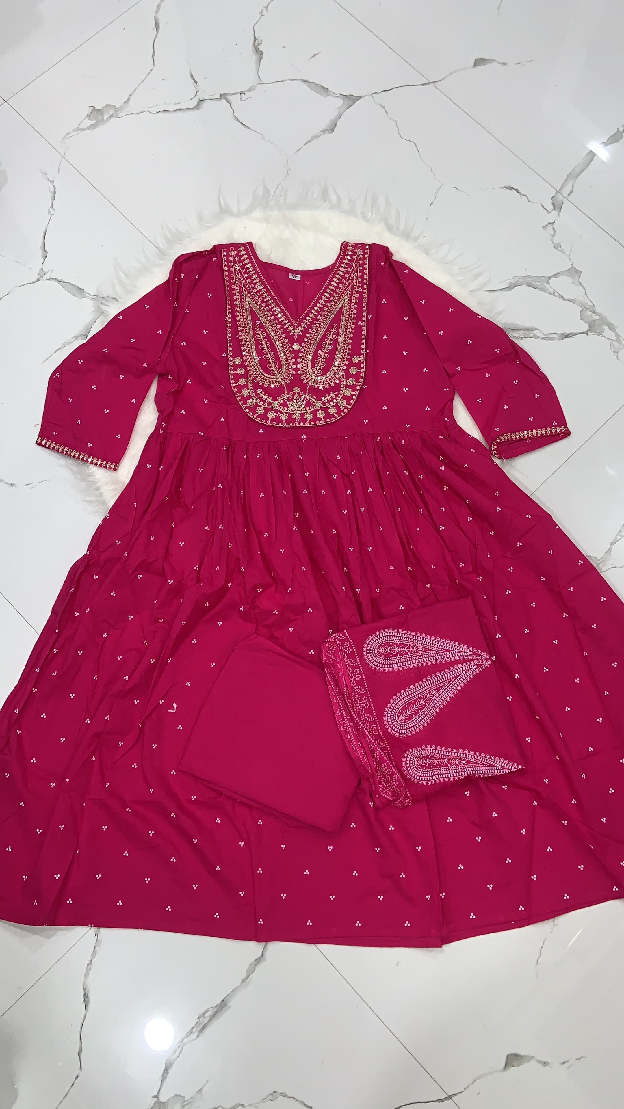 Pink Umbrella Style 3-Piece Kurti Set, view 2