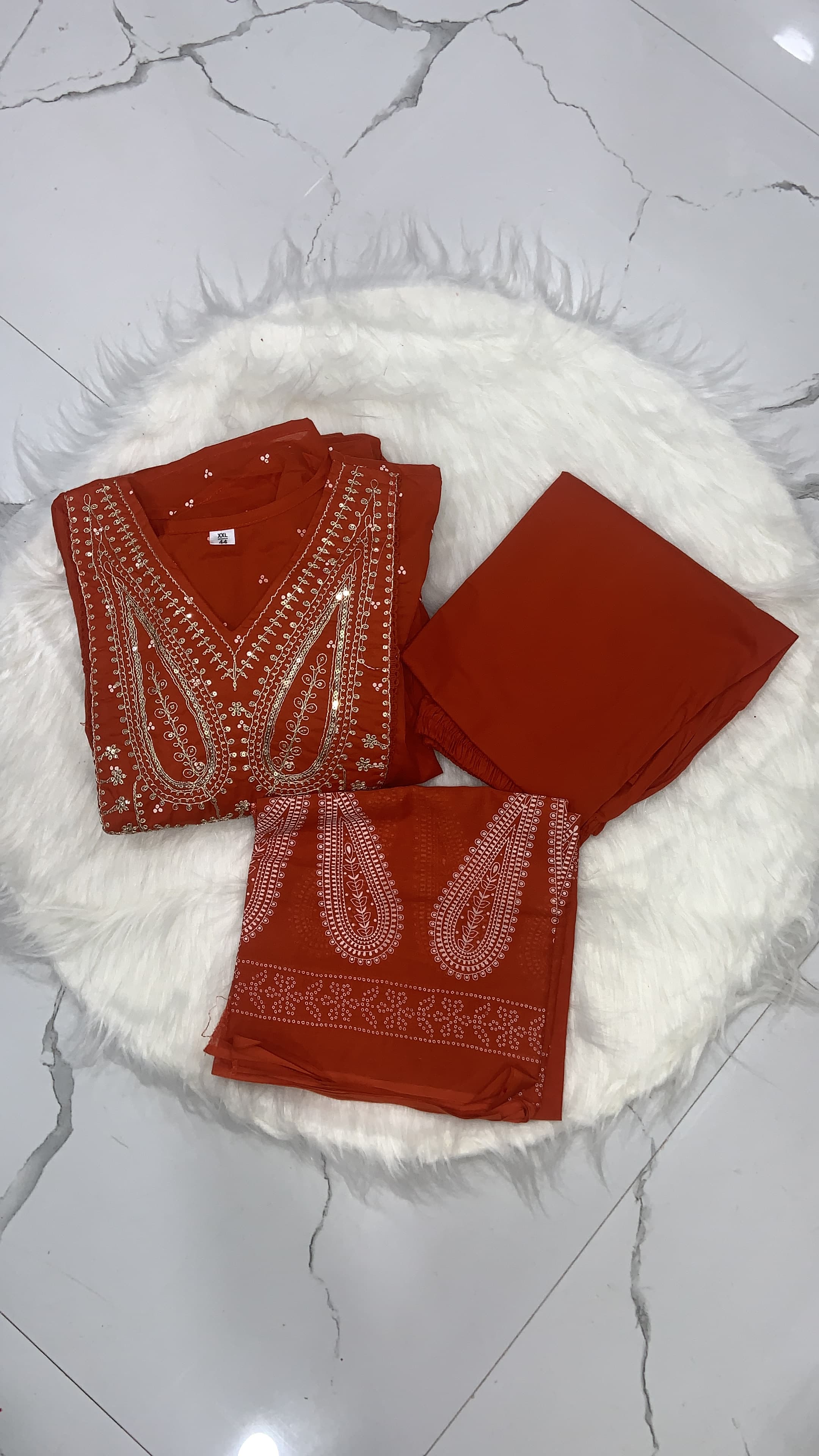 Orange Umbrella Style 3-Piece Kurti Set, view 2