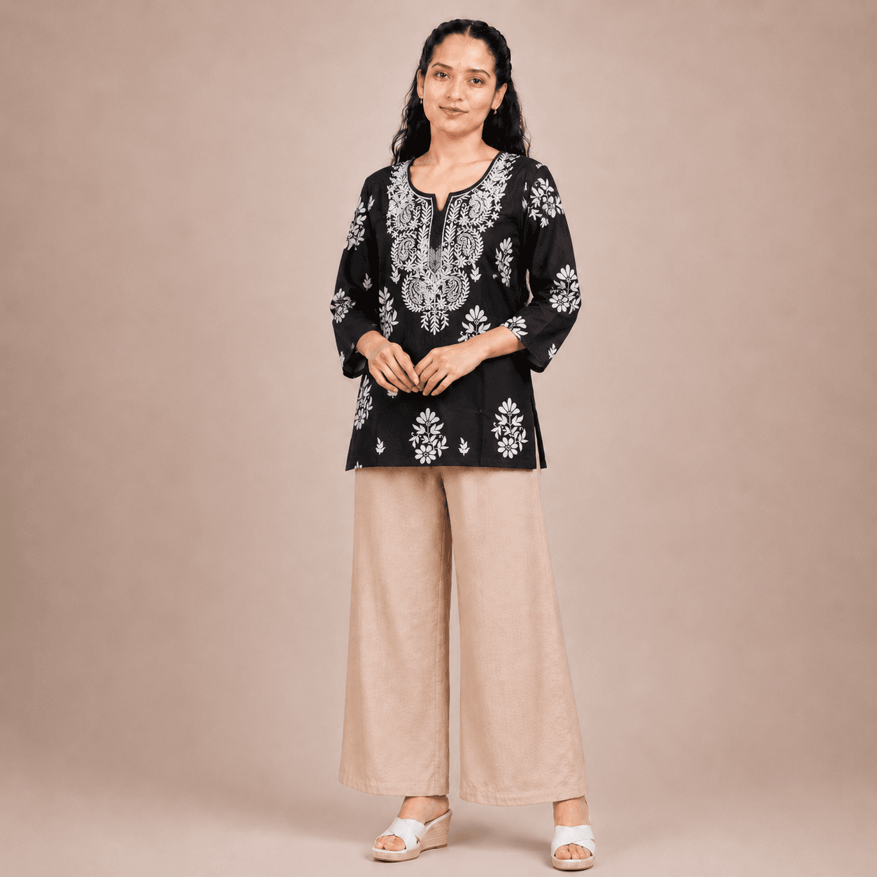 Black Embroidery Short Kurti