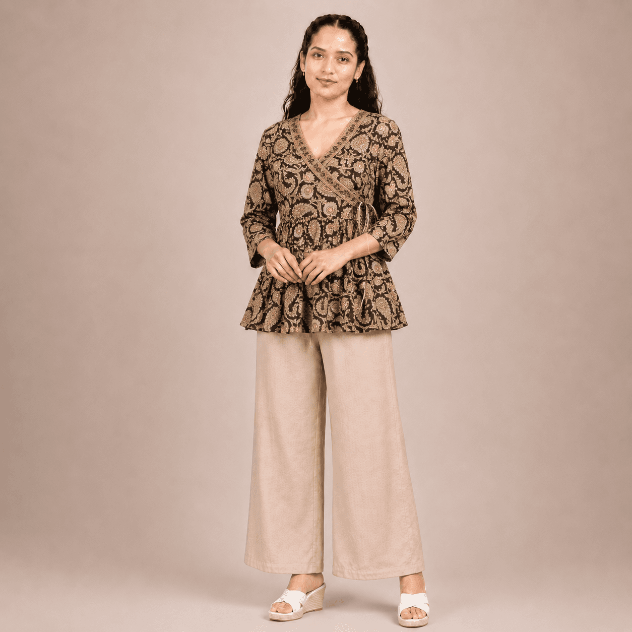 Coffee Brown Peplum Top