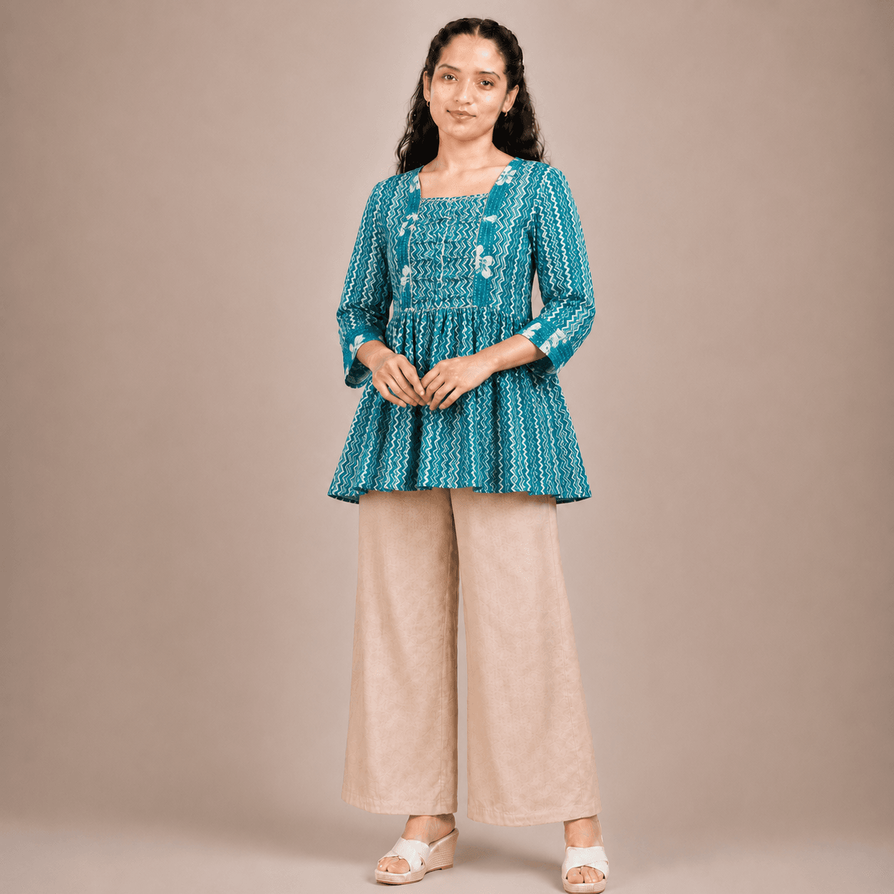 Teal Blue Peplum Top
